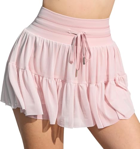 Yutdeng Rock Damen Tennisrock Damen Tennis Rock mit Hose Drunter Hosenrock Minirock Skort Röcke Faltenrock Hohe Taille Rock mit Shorts Skirt Sportrock Skater Laufrock Golfrock Sport Golf Tanz Taschen von Yutdeng