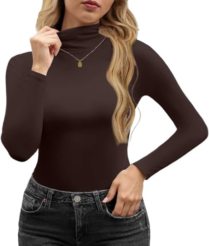 Yutdeng Rollkragenshirt Langarm Elegant Langarmshirt Damen Thermo Rollkragen Unterziehshirt Baumwolle Dick Unterhemd Winter Oberteil Basic Shirts Warm Enges Tops Stretch Unterziehrolli Bequem Slim Fit von Yutdeng