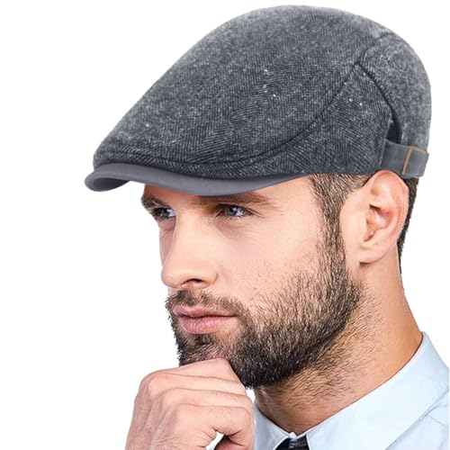Yutdeng Schiebermütze Herren Herbst Winter Flatcap Schirmmütze Baskenmütze Herren Barett Cap Flat Cap Gatsby Newsboy Mütze Einstellbare Herrenmütze Driving Cabbie Jagd Kappen Vintage Hut Baumwolle Hat von Yutdeng