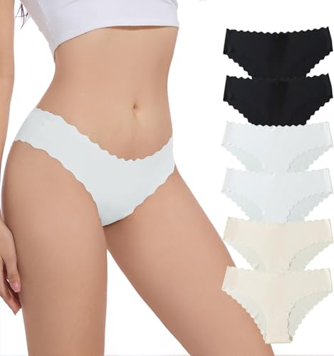 Yutdeng Seamless Slips Damen Mehrpack Unterhosen Panties Nahtlose Unterwäsche Stretch Brasilien Slip Damen Pantys Unterhosen Frauen ohne Naht Hipster Schlüpfer Tanga Thongs 6 Stück,#B Mehrpack,S von Yutdeng