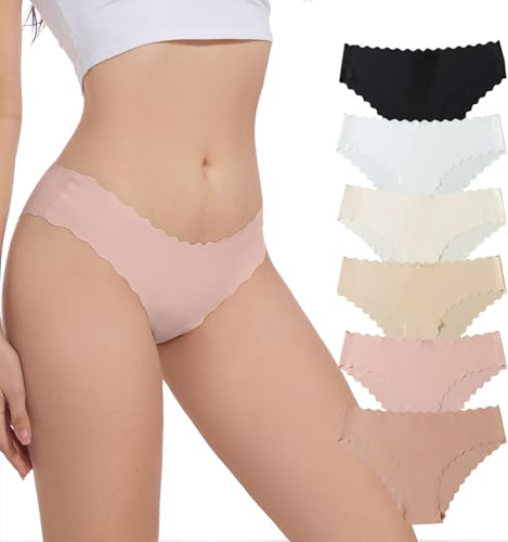 Yutdeng Seamless Slips Damen Mehrpack Unterhosen Panties Nahtlose Unterwäsche Stretch Brasilien Slip Damen Pantys Unterhosen Frauen ohne Naht Hipster Schlüpfer Tanga Thongs 6 Stück,#C Mehrpack,XL von Yutdeng