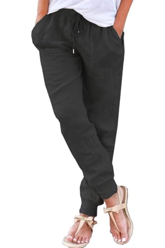 Yutdeng Sommerhosen Damen Leichte Locker Hosen Strandhosen Dünne Stoffhose Freizeithose Lang Jogginghose mit Kordelzug mit Taschen Weite Hose Lässig Locker Hosen Damen Sommer Hose,Schwarz,S Yutdeng Sommerhosen Damen Leichte Locker Hosen Strandhosen Dünne Stoffhose Freizeithose Lang Jogginghose mit Kordelzug mit Taschen Weite Hose Lässig Locker Hosen Damen Sommer Hose,Schwarz,S von Yutdeng