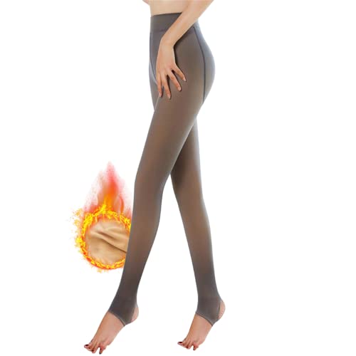 Yutdeng Strumpfhosen Damen Warme Thermo Strumpfhose Gefüttert Transparent ohne Zehen Fleece Tights Translucent Plüschstrümpfe Bauchweg Feinstrumpfhose Thermostrumpfhose, Schwarz, 320g von Yutdeng