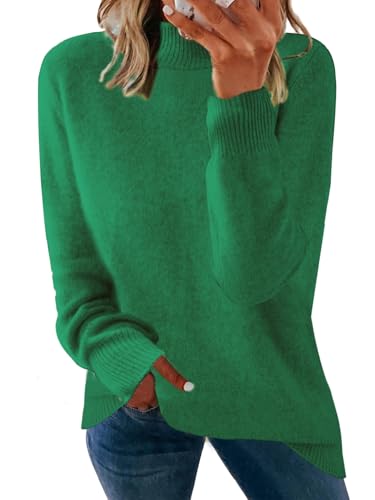 Yutdeng Turtleneck Pullover Damen Rollkragenpullover Warmer Pullover Elegant Winterpullover Langarm Strickpulli Strickpullover Rollkragenpulli Sweater Winter Pullover für Damen Rolli,Grün,L von Yutdeng