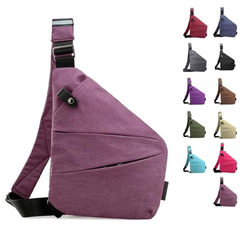 Anti Diebstahl Tasche, Diebstahlsichere Umhängetasche, Wasserresistent Sling Bag, Anti-Diebstahl Sling Bag, Wasserresistent, Anti Diebstahl Tasche Damen (D, linke Schulter) von YuuFcy