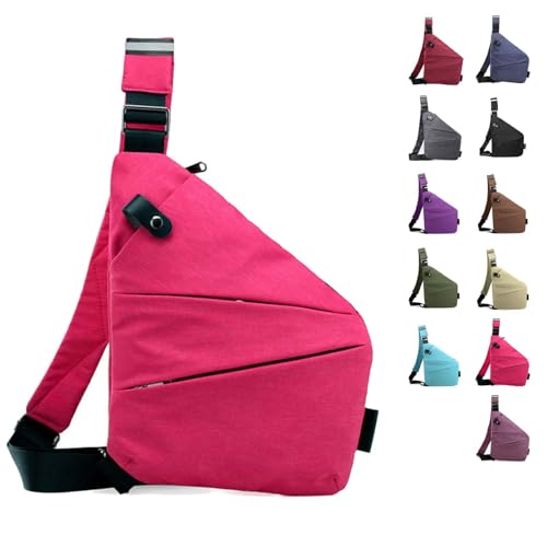 YuuFcy Damen Anti-Diebstahl Umhängetasche, Wasserdicht, Sling Bag, Pink, Linke Schulter von YuuFcy