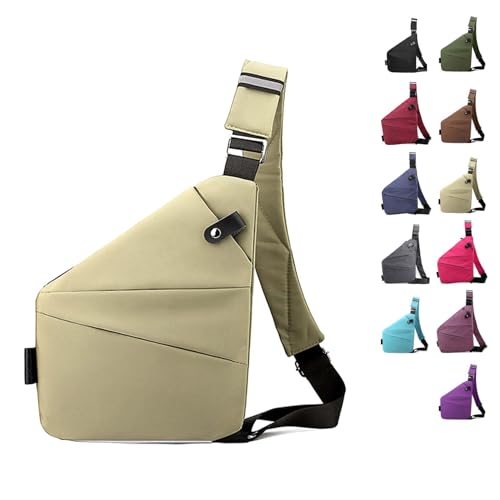 Anti Diebstahl Tasche, Diebstahlsichere Umhängetasche, Wasserresistent Sling Bag, Anti-Diebstahl Sling Bag, Wasserresistent, Anti Diebstahl Tasche Damen (F, linke Schulter) von YuuFcy