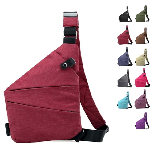 Anti Diebstahl Tasche, Diebstahlsichere Umhängetasche, Wasserresistent Sling Bag, Anti-Diebstahl Sling Bag, Wasserresistent, Anti Diebstahl Tasche Damen (I, linke Schulter) von YuuFcy