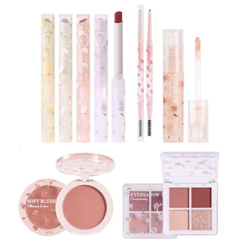 Korean Makeup Set, 8 Stücke Make up Set Für Frauen, Makeup Set umfasst Lippenstift, Rouge, Lidschattenpalette, Augenbrauenstift und Concealer-Stift, Make Up Für Anfänger (A) von YuuFcy