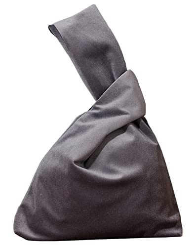 YuuTbiu Damen-Handtasche, eleganter Stil, Samt, tragbare börse, einfarbig, Knoten-Tasche, Geschenk für Frauen, schwarz von YuuTbiu