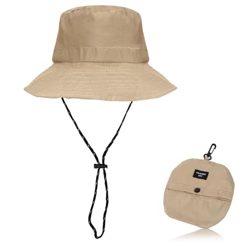 Outdoor Sonnenhut Herren Damen, UV Schutz Regenhut Damen Wasserdicht Faltbar, Fischerhut Herren mit Abnehmbarer Kinnkordel, Anglerhut Safari Hut Wanderhut Sommerhut für Camping Garten Reisen von Yuuchoringee