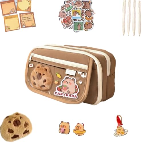 Yuumsik Capybara Federmäppchen Set, Federmäppchen Mit Großer Öffnung, Tragbare Mehrlagige Aufbewahrungstasche, Erhältlich, Süße Schreibwarentasche von Yuumsik