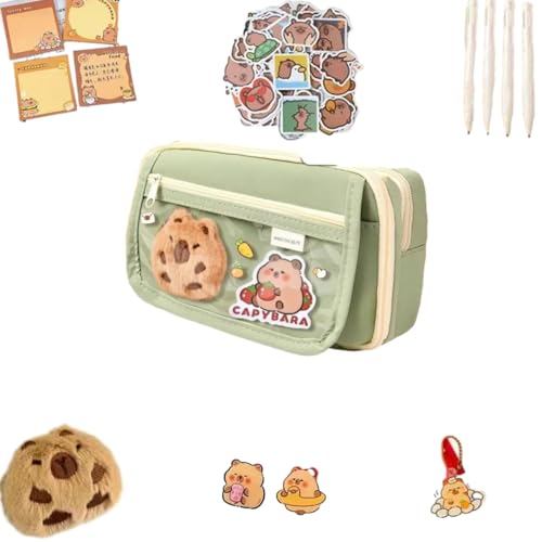 Yuumsik Capybara Federmäppchen Set, Federmäppchen Mit Großer Öffnung, Tragbare Mehrlagige Aufbewahrungstasche, Erhältlich, Süße Schreibwarentasche von Yuumsik