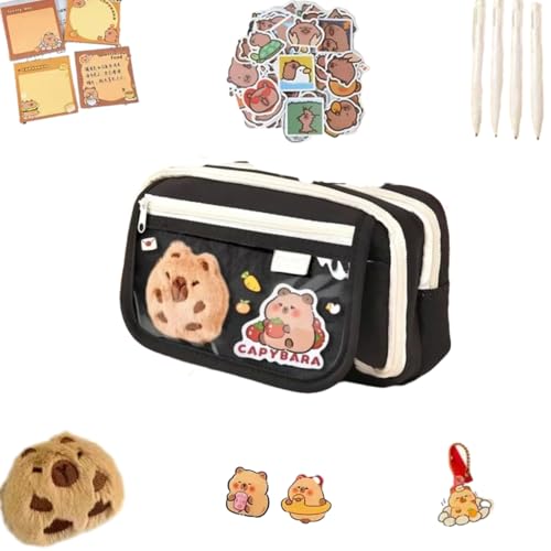 Yuumsik Capybara Federmäppchen Set, Federmäppchen Mit Großer Öffnung, Tragbare Mehrlagige Aufbewahrungstasche, Erhältlich, Süße Schreibwarentasche von Yuumsik