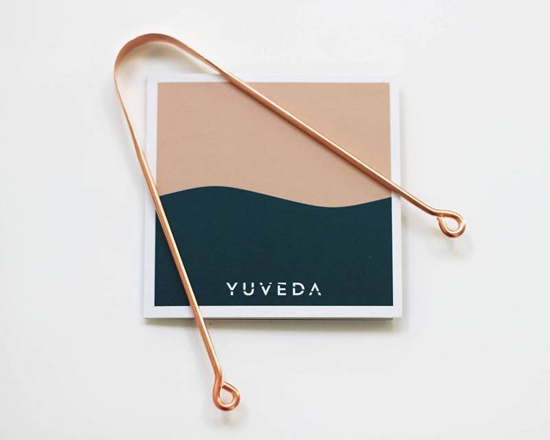 Yuveda Zungenreinigeraufsatz Zungenreiniger aus Kupfer, Ayurveda Zungenschaber für Ayurveda-Ritual von Yuveda