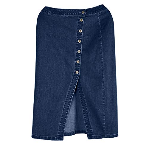 Yuwegr Damen Rock Denim Bleistiftrock Hohe Taille Knielang Skirt Sommer Casual Jeans Schlank Röcke S-5XL (XL, Blau) von Yuwegr