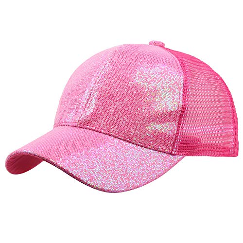 Yuwegr Unisex Hüte Frauen Sonnenhüte Pailletten Baseballmütze Hat UV Schutz Sport Casual Strandhut Baseball Cap (S, Hot Rosa) von Yuwegr
