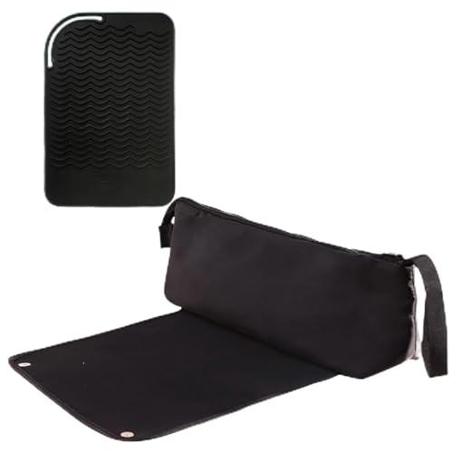 Yuzkouge Hair Tools Reisetasche und hitzebeständige Matte, 2er-Set, Damen-Essentials Aufbewahrungstasche für Lockenstab Glätteisen, Glätteisen, Glätteisen, Haartrockner von Yuzkouge
