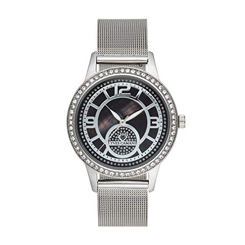 Yves Camani Rouen Armbanduhr Analog Quarz Perlmutt-Zifferblatt Edelstahl Milanaise (Milanaise - Silber) von Yves Camani