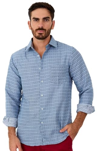 Yves Enzo Herrenhemd Blau mit Poker-Print S von Yves Enzo