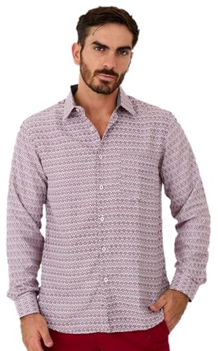 Yves Enzo Herrenhemd Dunkelrot mit Poker-Print S von Yves Enzo