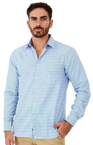 Yves Enzo Herrenhemd Hellblau mit Poker-Print S von Yves Enzo