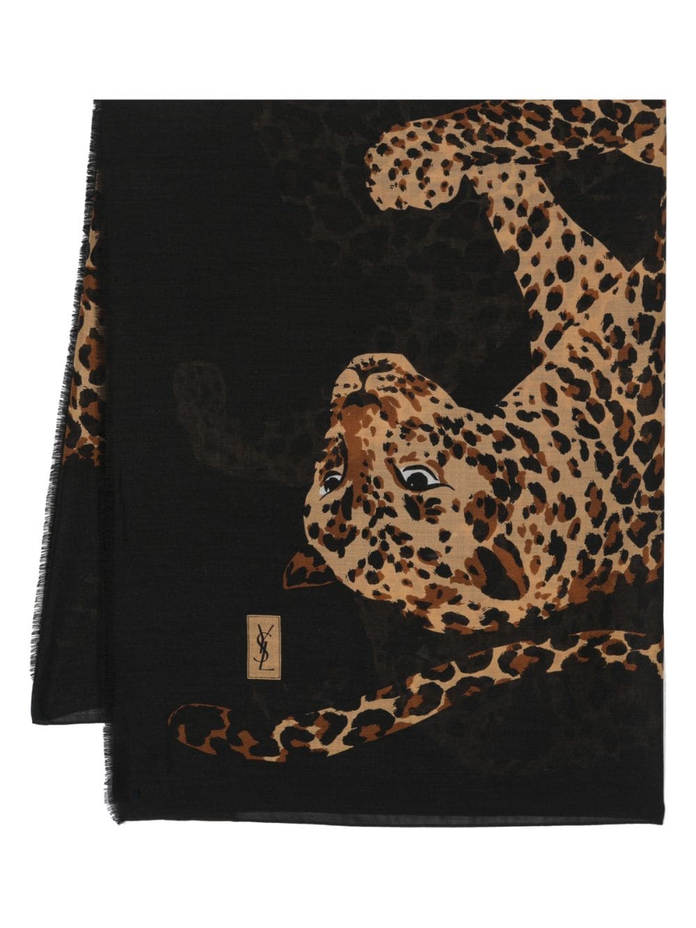 Saint Laurent Pre-Owned 1970s Seidenschal mit Leoparden-Print - Braun von Saint Laurent Pre-Owned