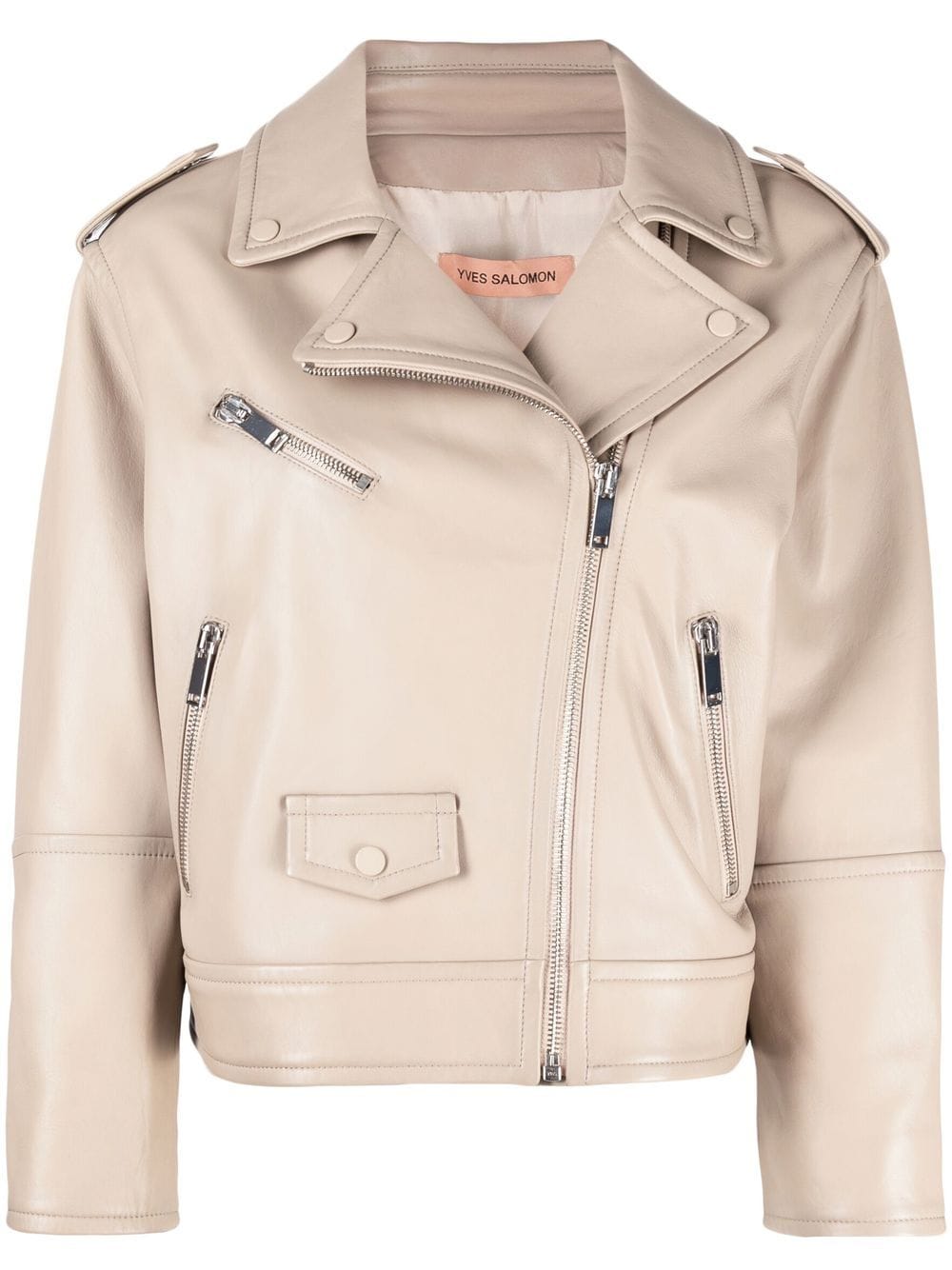 Yves Salomon Bikerjacke mit Reißverschlüssen - Nude von Yves Salomon