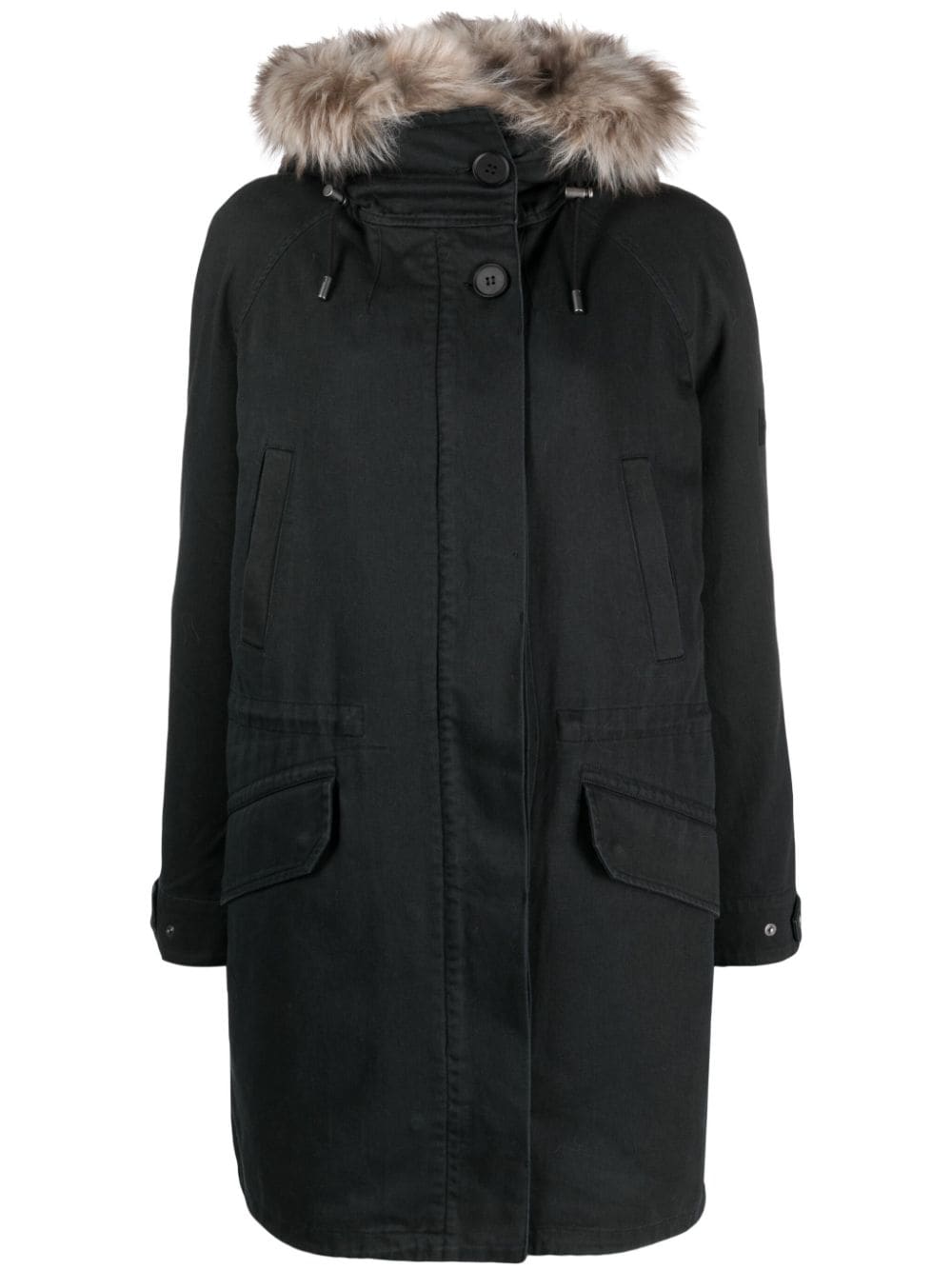 Yves Salomon Gabardine-Parka mit Shearling - Schwarz von Yves Salomon