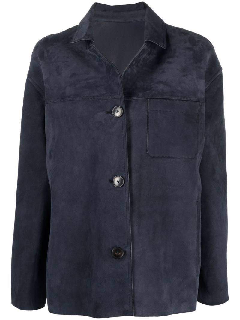 Yves Salomon Geknöpfte Wildlederjacke - Blau von Yves Salomon