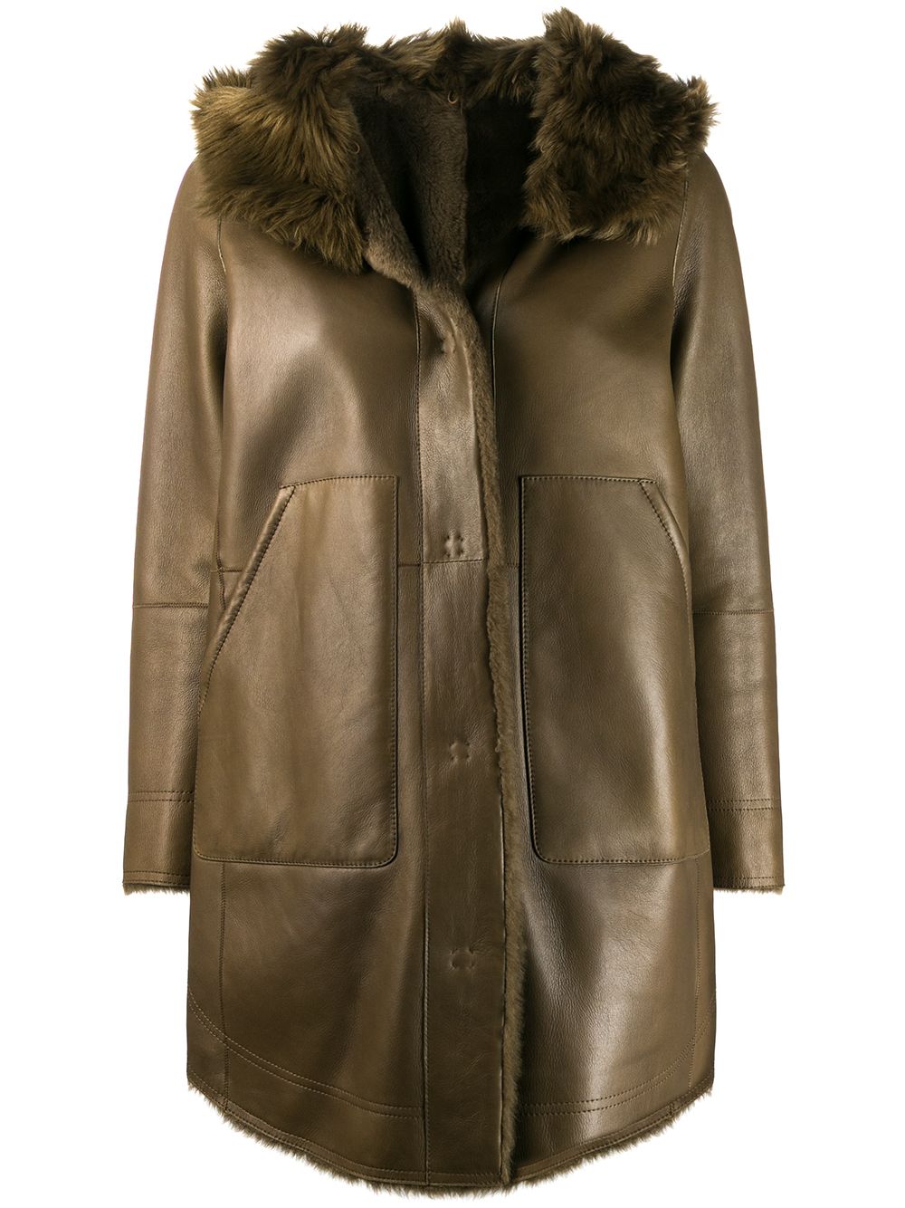 Yves Salomon Kapuzenmantel mit Shearling - Grün von Yves Salomon