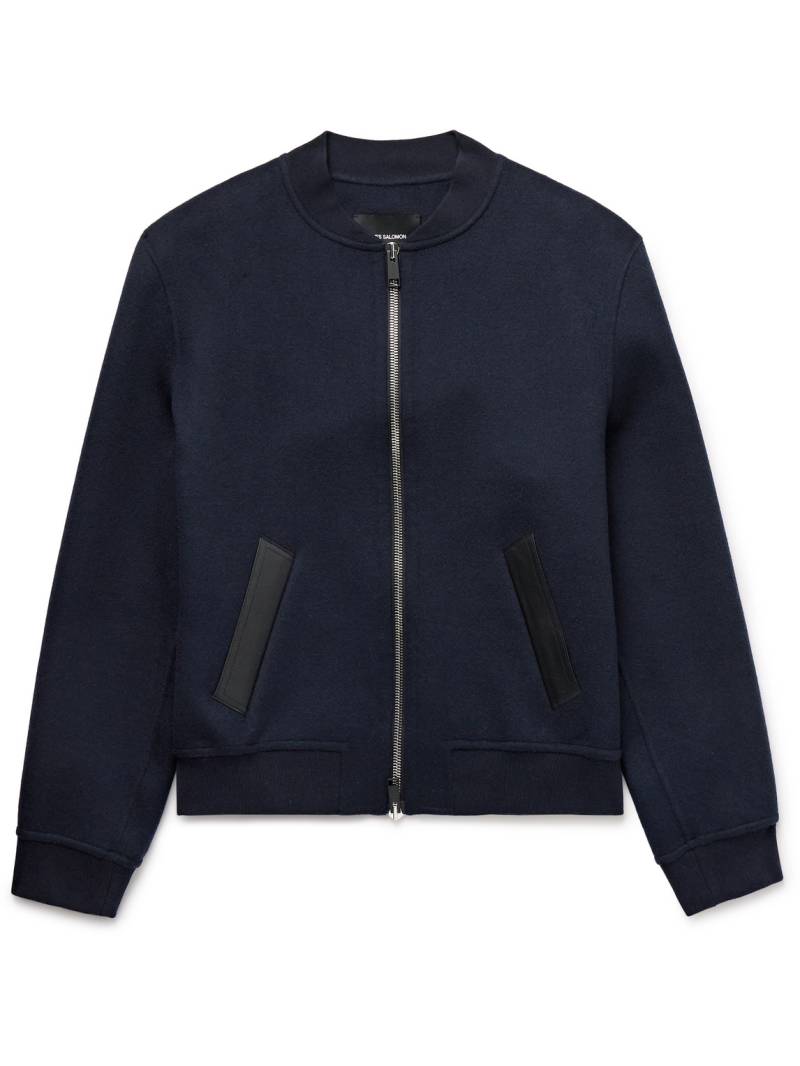 Yves Salomon - Leather-Trimmed Wool and Cashmere-Blend Felt Bomber Jacket - Men - Blue - IT 56 von Yves Salomon