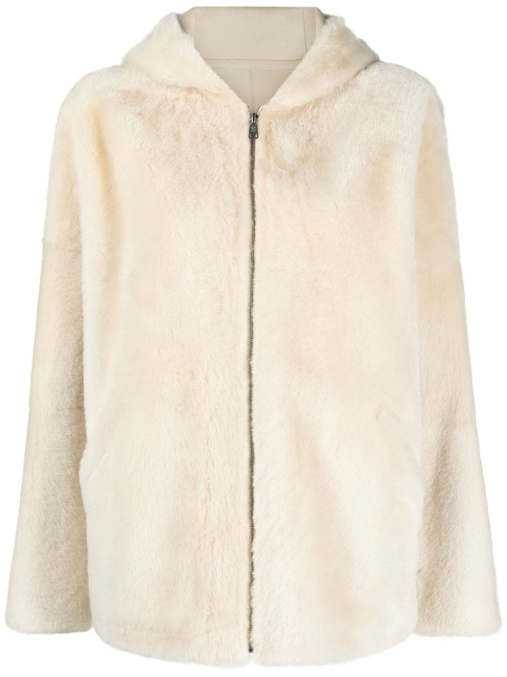 Yves Salomon Kapuzenjacke aus Shearling - Weiß von Yves Salomon