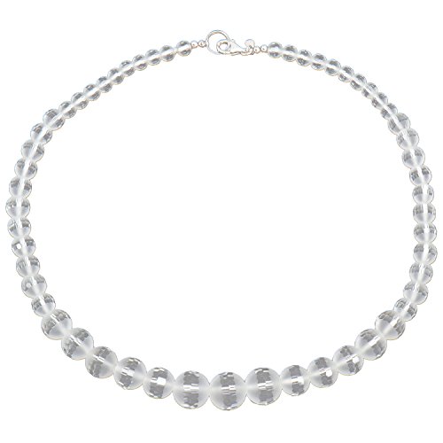 Yvesse Damen-Collier Halskette Sterling-Silber 925 rhodiniert Bergkristall Fantasy-Schliff von Yvesse