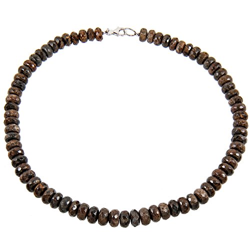 Yvesse Damen Edelsteinkette 925/- Sterling Silber mit Bronzit braun von Yvesse