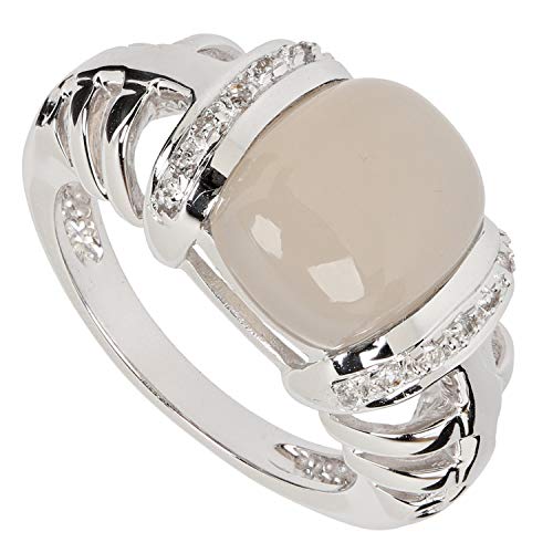 Yvesse Design Damen Ring 925/000 Sterling Silber rhodiniert Chalcedon Weißtopas RW18 von Yvesse