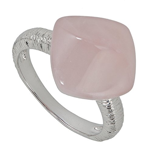 Yvesse Design Damen-Ring Sterling-Silber 925 rhodiniert Rosenquarz RW16 von Yvesse