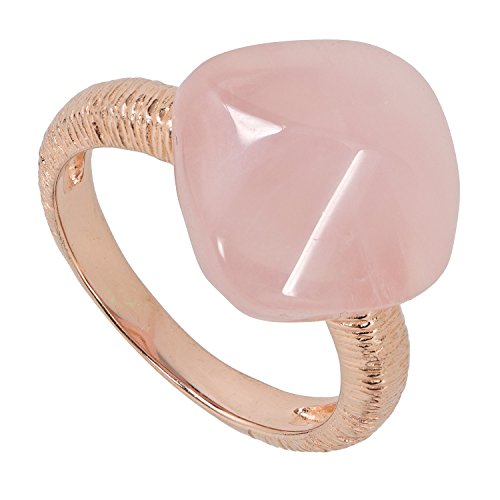 Yvesse Design Damen-Ring Sterling-Silber 925 rosé vergoldet Rosenquarz RW16 von Yvesse
