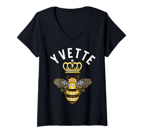 Damen Yvette Name Yvette Geburtstagsgeschenke Königin Krone Biene Yvette T-Shirt mit V-Ausschnitt Damen Yvette Name Yvette Geburtstagsgeschenke Königin Krone Biene Yvette T-Shirt mit V-Ausschnitt von Yvette Name Shirts & Gifts