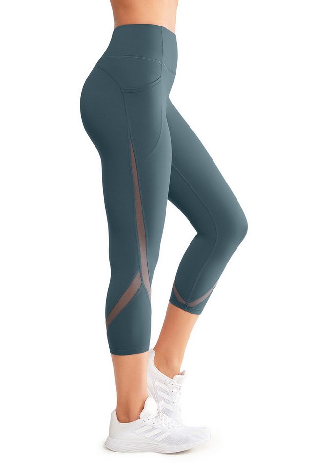 Yvette 3/4-Leggings Damen Capri Sporthose mit Tasche hohe Taille Blickdich, E110610A21 von Yvette