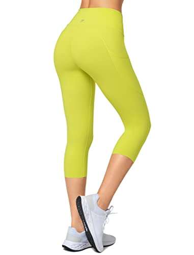 Yvette Capri Leggings für Damen Hohe Taille zum Laufen, gelb, XX-Large von Yvette