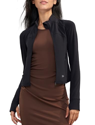 Yvette Damen Laufjacke Sportjacke Langarm Vorderverschluss mit Taschen Trainingsjacke, Schwarz,L von Yvette