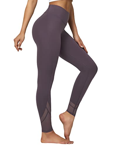 Yvette Sport Leggings Damen high Wasit mit Mesh, 72F Faser Blickdicht Sporthose Yogahose, Lila, L von Yvette