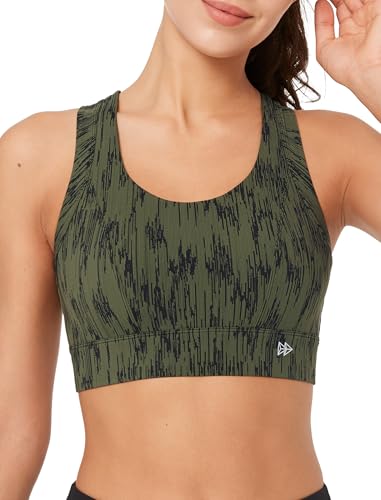 Yvette Damen Printed Sport BH Starker Halt Hollow-Out Rücken Fitness Bra,Grün Printed,M von Yvette
