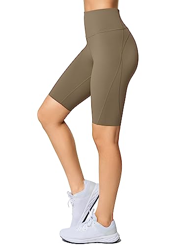 Yvette Damen Radlerhose(Recycle Fabric) Kurze Leggings Sporthose high Waist Blickdicht Shorts, Braun, 5XL von Yvette