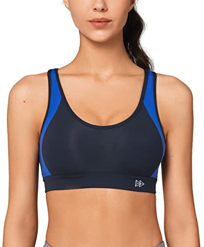 Yvette Damen Sport BH Starker Halt Große Größe Gekreuzt Rücken Gepolstert Fitness Lauf Joggen Yoga Bra,Navy,100C von Yvette