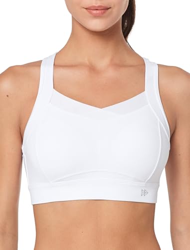 Yvette Damen Sport BH Starker Halt mit Haken&Öse Große Größen Lauf Fitness Bra, Weiß, M von Yvette