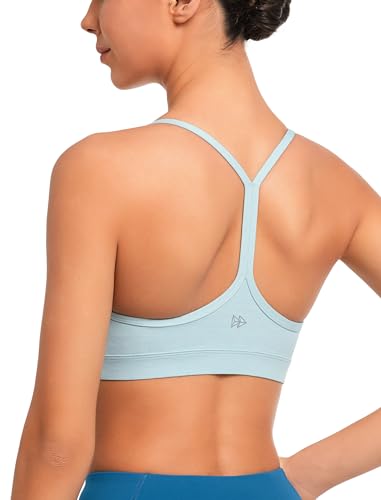 Yvette Damen Sport BH Yoga Bra Spaghetti Y-Rücken Top Gepolstert Ohne Bügel Sommer,Hellblau,XL von Yvette