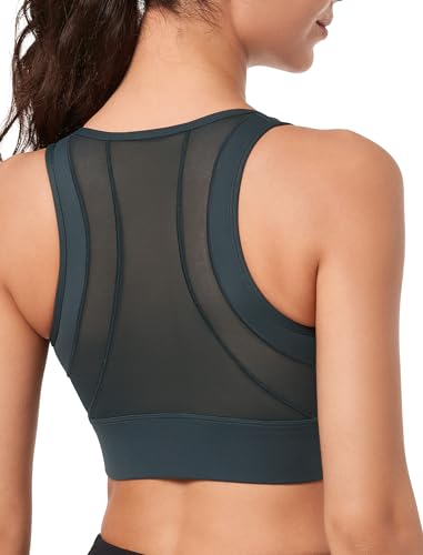 Yvette Damen Sport BH mit Vorderverschluss Mesh Ringerrücken volle Abdeckung Lauf Fitness Reiten Bra, Grau, L Große Größen von Yvette