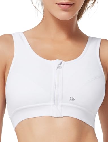 Yvette Sport BH Starker Halt mit Vorderverschluss, Große Größen Fitness Lauf Sports Bra,Weiß,75B von Yvette